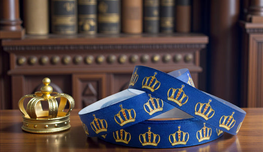 Exklusives  Goldene Kronen auf Blau -Band – 22mm