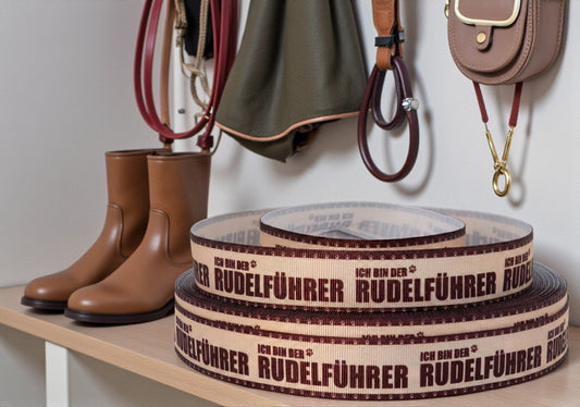 Exclusive "I am the pack leader" band with paw print border – 25mm