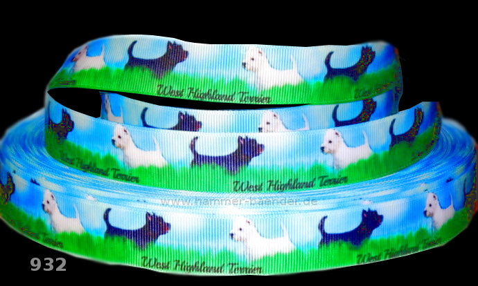 Exklusives  West Highland Terrier - Band mit Wiese und Himmel – 22mm