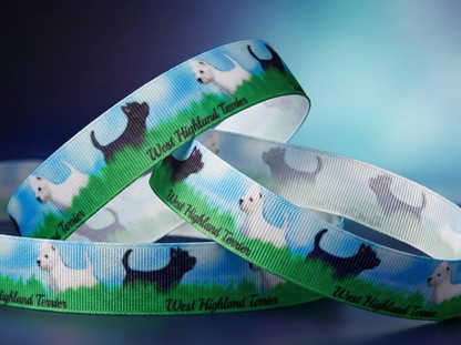 Exklusives  West Highland Terrier - Band mit Wiese und Himmel – 22mm