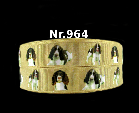 Spaniel Hunde Ripsband – Hundemotiv auf Beige
