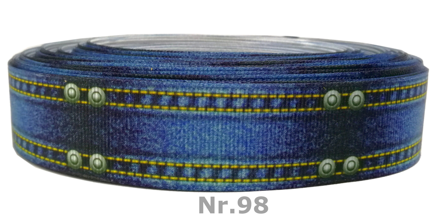 Jeans-Look Ripsband – Denim Optik mit Nieten & Nähten