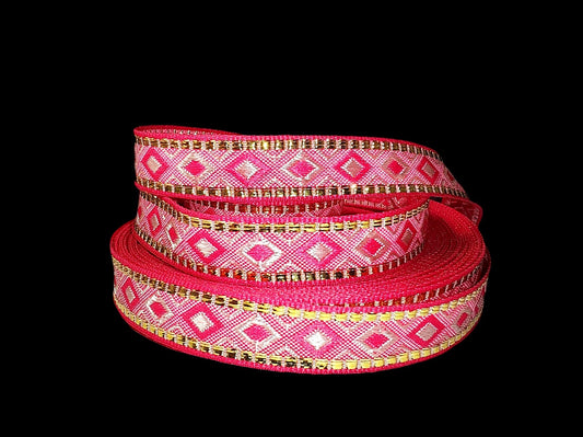 Vibrant diamond shapes – 14 mm woven ribbon in lively color combinations