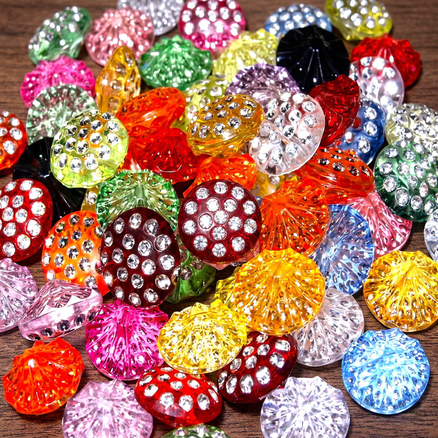 Acrylic button with rhinestones