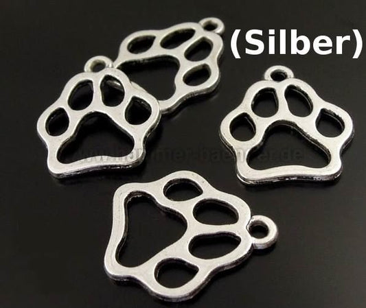Anhänger  Pfote  in Gold & Silber