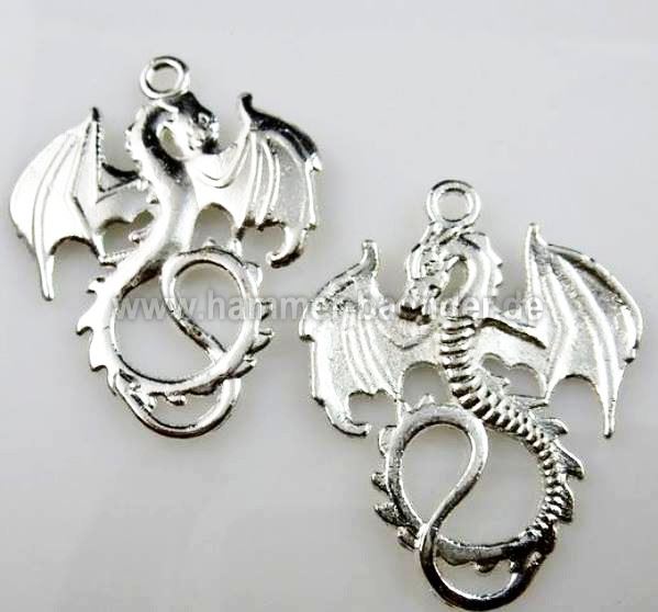 Anhänger  Drache  Versilbert
