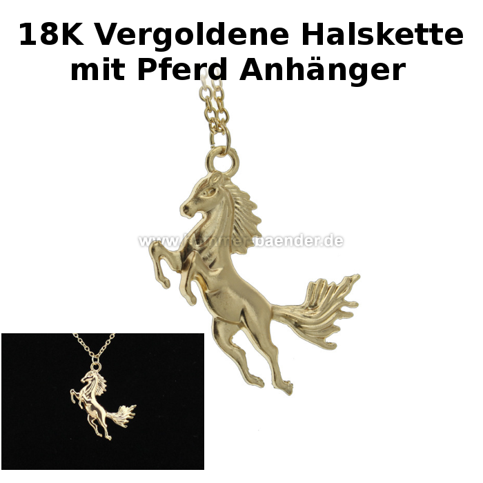 18k Vergoldete Halskette mit Eleganten Pferd-Anhänger