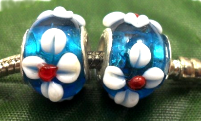 Bead Glasperle mit Blumenverzierung