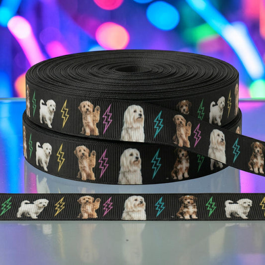 ⚡ Exklusives kleine Hunde-Ripsband mit bunten Blitzen 🐶 19mm