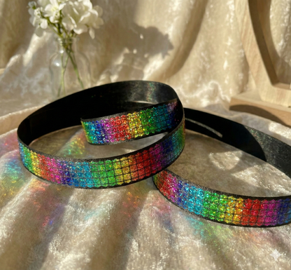Rainbow Pixel-Glanz Ripsband. Exklusiv nur bei Hammer Bänder - 22mm