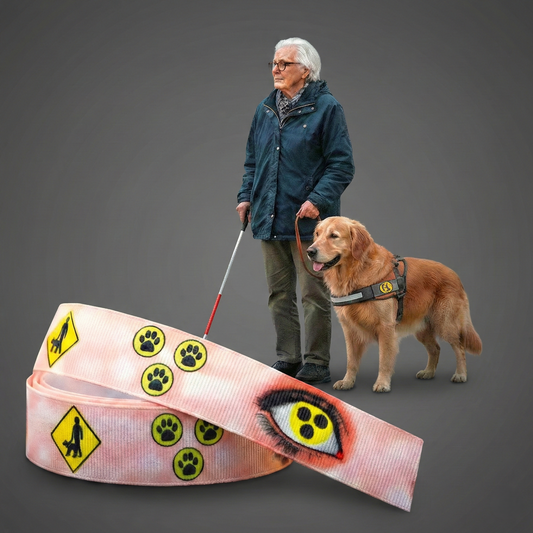 Exklusives  Blindenhund -Band mit Symbolen – 22mm