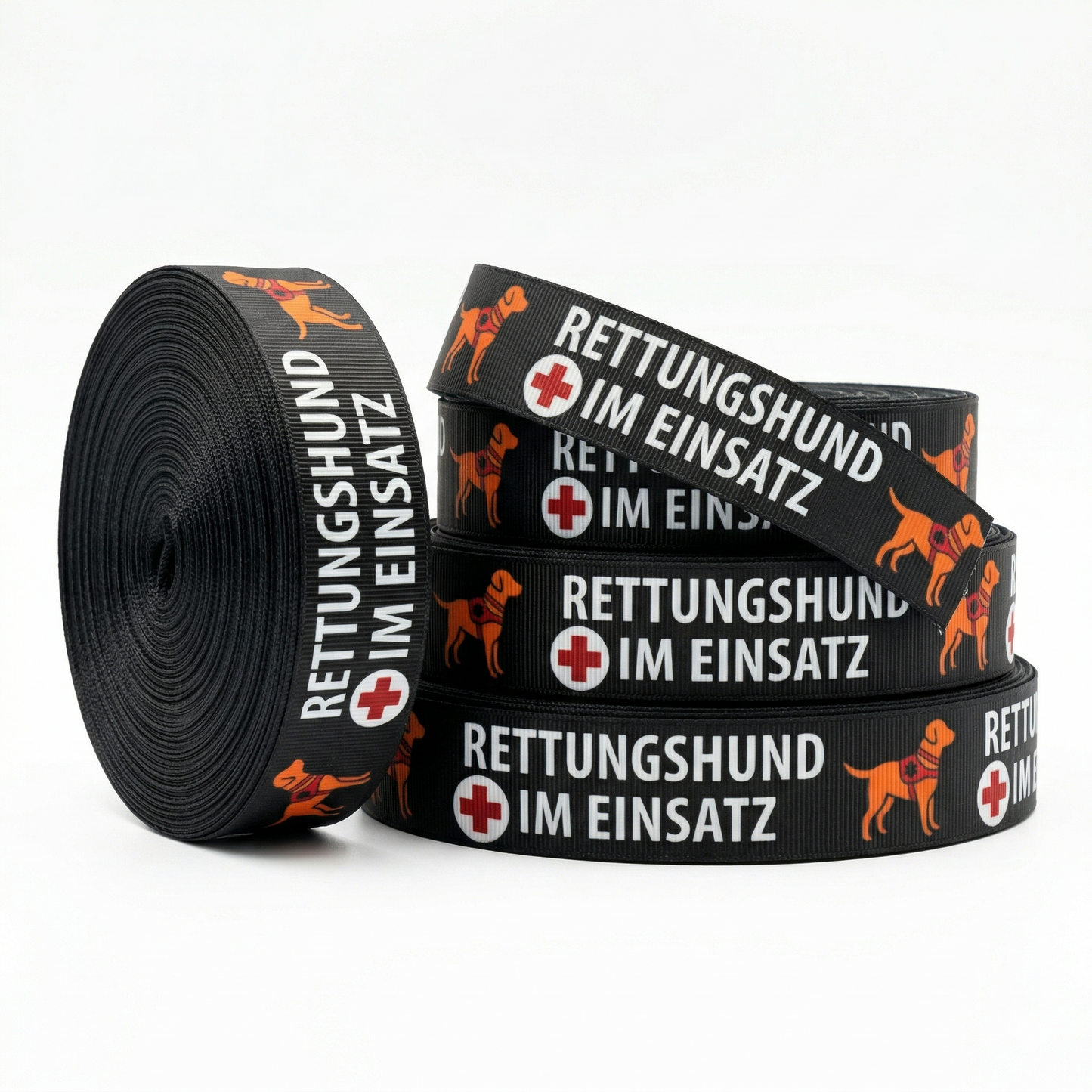 🚑 RETTUNGSHUND IM EINSATZ – Exklusives Ripsband für Diensthunde 🐕‍🦺 25mm