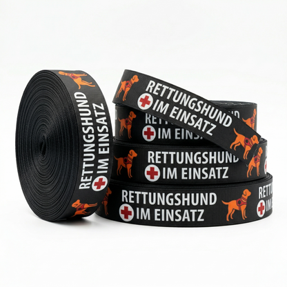 🚑 RETTUNGSHUND IM EINSATZ – Exklusives Ripsband für Diensthunde 🐕‍🦺 25mm