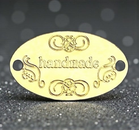 Metall-Label "Handmade" Oval 32 mm – Zum Aufnähen & Nieten