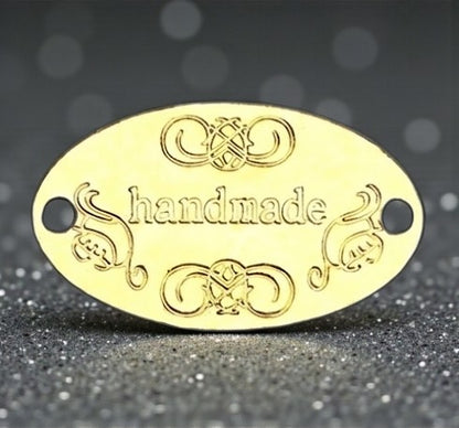Metall-Label "Handmade" Oval 32 mm – Zum Aufnähen & Nieten