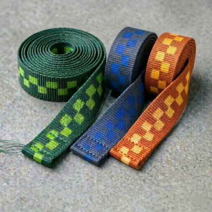 Double-sided checkered webbing in various colors
