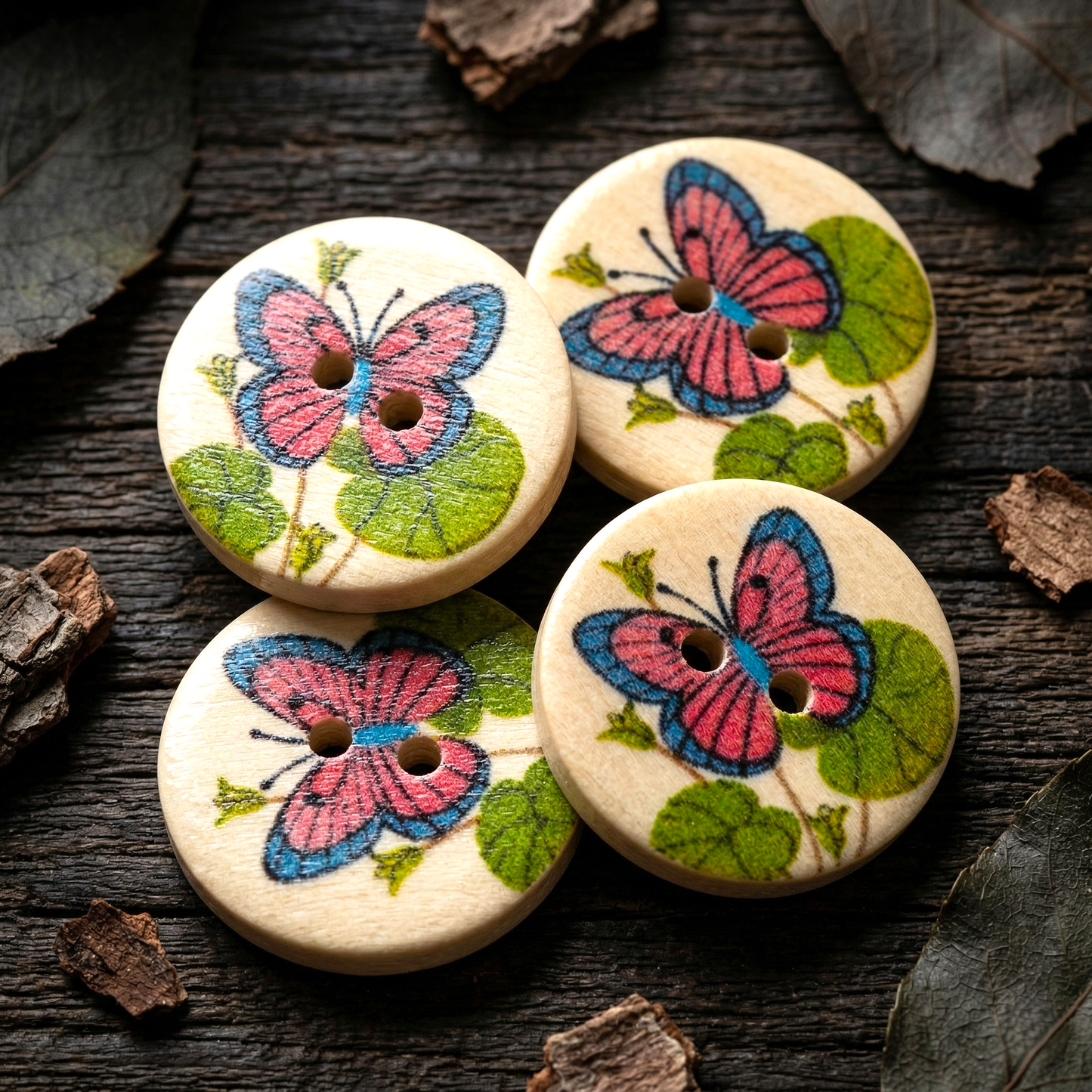 Wooden button butterfly