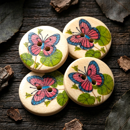 Wooden button butterfly