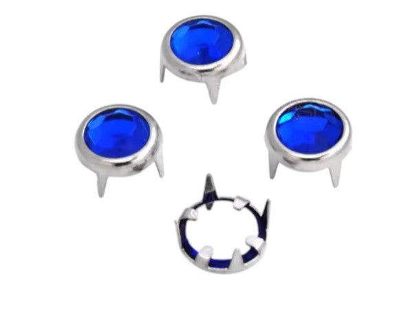 Strass-Krallen-Nieten 8 mm – Funkelnde Vielfalt in Blau (10er Pack)