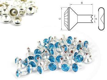 Glas Chaton Nieten Blau in Rund und Eckig