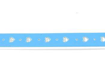 Kunstleder Rohling - Blau / Herzen