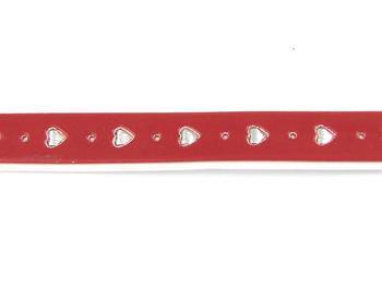 Kunstleder Rohling- Rot mit Herzchen