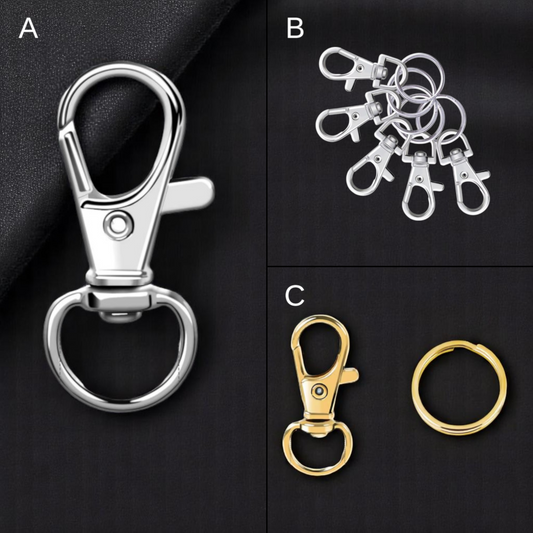 Karabinerhaken mit Schlüsselring – in Silber