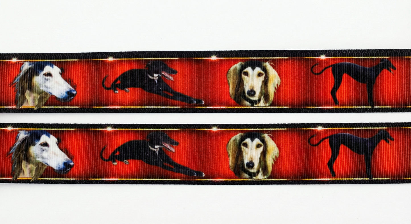 Exklusives  Galgo - Band mit Rot-Schwarz - Gold-Design – 22mm