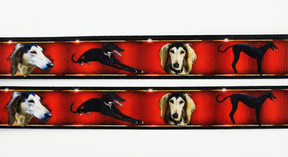 Exklusives  Galgo - Band mit Rot-Schwarz - Gold-Design – 22mm