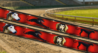 Exklusives  Galgo - Band mit Rot-Schwarz - Gold-Design – 22mm