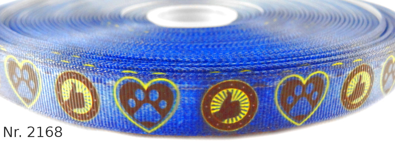 Exklusives  Jeanslook mit Daumen hoch & Pfotenherz - Band – 16mm