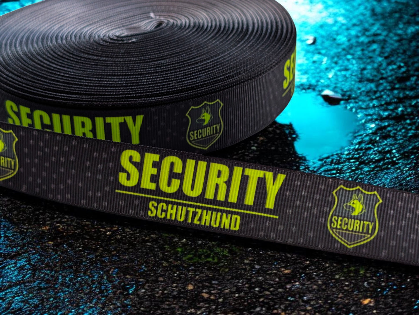 „Security / Schutzhund“ – Neon-Gelb auf Schwarz 25mm (Eigenproduktion)