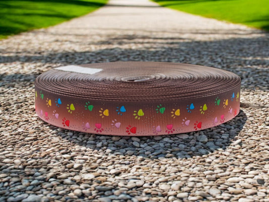 „Bunte Pfoten“ – Farbenfroher Farbverlauf auf Braun 19mm (Eigenproduktion)