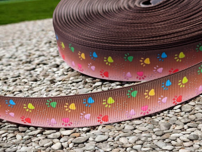 „Bunte Pfoten“ – Farbenfroher Farbverlauf auf Braun 19mm (Eigenproduktion)