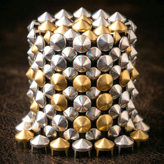 Pyramid studs in silver &amp; gold