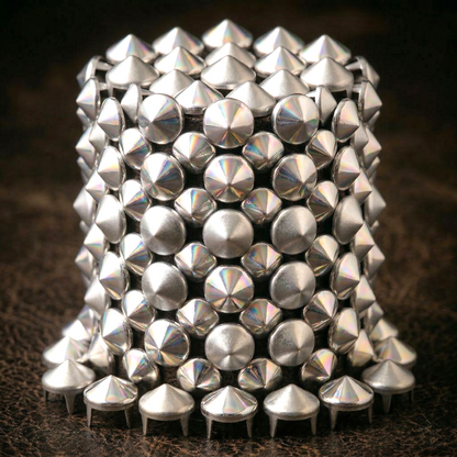 Pyramid studs in silver &amp; gold