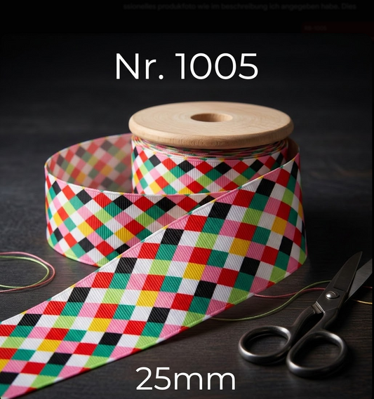 Colorful checkered ribbon – 25mm