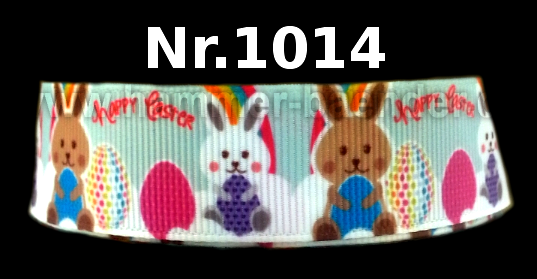 Osterband mit Häschen, Ostereiern & Regenbogen – 22mm
