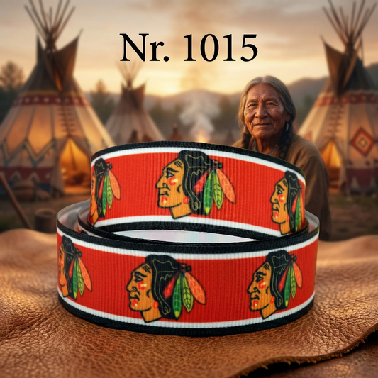 Band with portrait of an indigenous Apache – 22mm