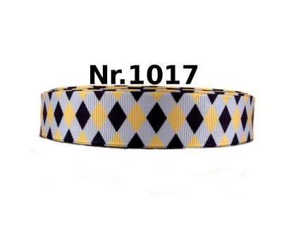 Grey and yellow checkered strap with black background – 22mm