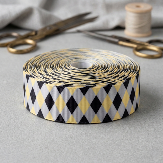 Grey and yellow checkered strap with black background – 22mm