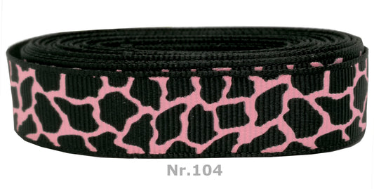 Rosa-Schwarzes Giraffenmuster Band – 16mm