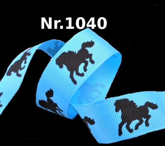 Kaltblut-Pferd Scherenschnitt Band – 22mm (Blau)