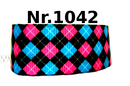 Trendiges Karo-Band in Blau, Pink & Schwarz – 22mm