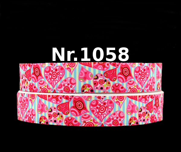 Verspieltes Herz-Band auf Gelb-Blau – 22mm