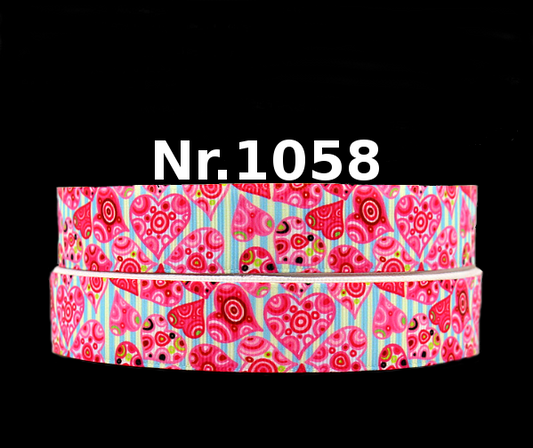 Verspieltes Herz-Band auf Gelb-Blau – 22mm