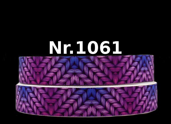 Häkelmuster-Band im Lila-Blau Farbverlauf – 22mm