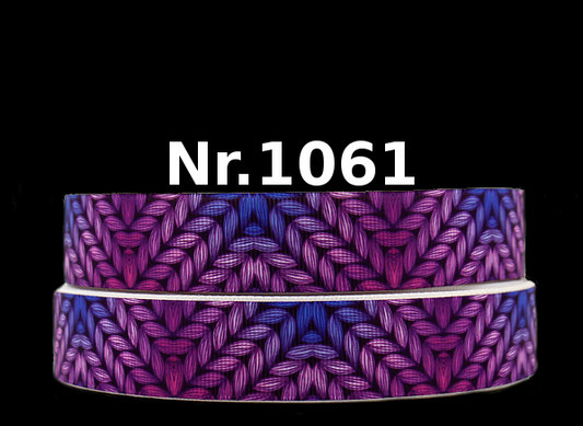 Häkelmuster-Band im Lila-Blau Farbverlauf – 22mm
