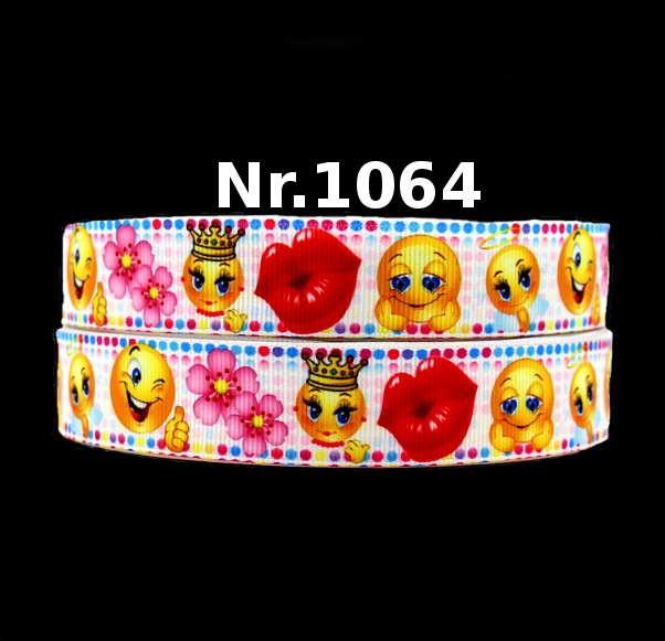 Verliebtes Smiley-Band mit Blumen & Knutschern – 22mm