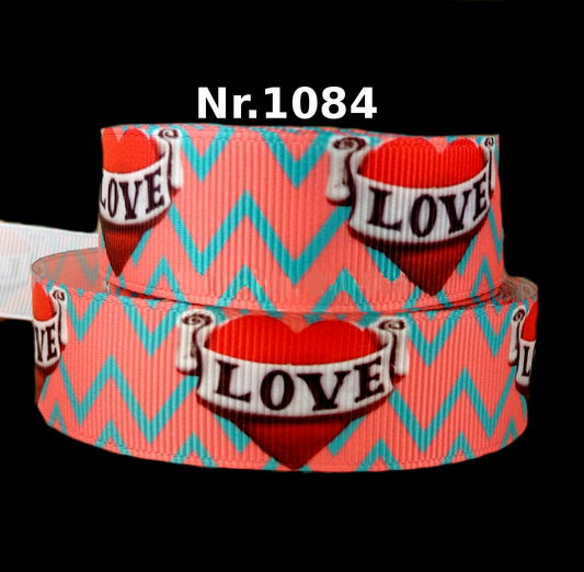 Pastellfarbenes Love-Band mit Zickzackmuster – 22mm